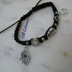 🎀 Black Beaded Drawstring Bracelet